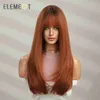 Wigs sintéticos Elemento sintético Ombre Longo ombre Laranja Red Wigs para Mulheres peruca Diário Partido Cosplay Resistente ao calor Banda da cabeça natural HKD230818