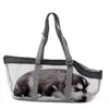 개 캐리어 애완 동물 그물 가방 고양이 및 여행 휴대용 통기성 원사 핸드백 용품