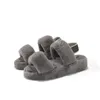 Toppdesigner Kvinnor Slide Platform Fluffy Slipers Black Grey Coffee Sandaler Winter Solid Color Home Indoor For Womens Flats Furry Shoes Slipper 35-44