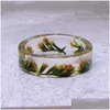 Band Rings Fashion Dried Flowers Cute Transparent Resin Ring For Women Girls Romantic Gifts Party Handmade Jewelry Drop Delivery Dhiu8