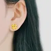 Boucles d'oreilles de goujon 24k Femmes d'or jaune 999 Géométrie