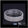 Armbänder 10pcs 110 Reihen Strass Österreich CZ Kristall Braut Stretchy Armreifen Armband Schmuck Armband Drop Lieferung DHFAT