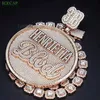 Ciondolo Hip Hop Moissanite taglio rotondo Personalizza lettera Ciondolo con diamanti Ice Out in oro rosa Gioielleria raffinata