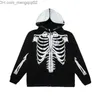 Heren Hoodies Sweatshirts Y2K Hoodie Heren Zippered Sweatshirt Dames Casual Street Clothing Skeleton Grafische Hip Hop Hoodie Unisex Harajuku Jacket Coat Z230818