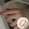 Bröllopsringar gd lyxig graciös icke-beläggning vit skal kristall kvinnliga smycken gåvor utsökt och kompakt design som går ut guldfärg