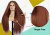 Synthetic Wigs 28 30 Long Brown Kinky Straight Wigs for Women Yaki Straight Glueless Wigs Synthetic Hair Daily Wigs Heat Temperature Glueless HKD230818