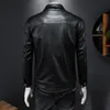 Men's Jackets Spring Men's PU Motorcycle Leather Jacket Fashion Slim Coat Black Handsome Shirt 5XL 230816