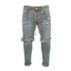 Jeans para hombre Hombres Estiramiento Destruido Punto de pintura rasgado Diseño Moda Tobillo Cremallera Flaco para 230817