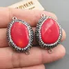 ペンダントネックレスApdgg 2pc Natural Red Coral Freedom CZ Pave Connector for Necklace Jewelry DIY