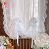 Curtain Korean Princess White Floral Lace Balloon Lifting Short Tulle For Window Door Kitchen Transparent Veil Sheer Custom