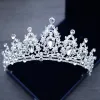 Bröllopshuvudstycken Tiara Crystal Bridal Tiara Crown Silver Color Diadem Veil Accessories Head Jewelryzz