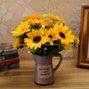 Fleurs décoratives délicatues de tournesol artificiel fausse beauté fausse bouquet de soie de soleil du bureau de jardin de la maison
