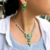 Collier Boucles d'oreilles Set Pera 2023 Summer Luxury Vintage Green Flower Crystal Wedding For Women Bridal Jewelry Party Accessoire J396