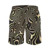 Męskie szorty Streszczenie Swirls Gym Summer Black Gold Liquid Hawaii Beach Short Pants Surfing Szybkie suszenie Plutki