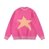 Harajuku Star Sweater Y2K Hip Hop Knitted Graphic Ripped Distressed Jumper Streetwear 2023 Fashion Loose Pullover Pink Dark Blue