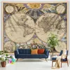 Tapestries World Map Tapestry Medieval Wall Hanging Kawaii Home Decoration Boho Room Decor Vintage Goth Myth Large Fabric Wall Tapestry Art