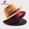 Wide Brim Hats Bucket Belt Wool Fedoras Hat For Women Men Winter Autumn Warm Vintage British Style Round Bowler Caps Church Flat Felt Jazz 230818