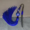 Vintage Chinese Landscape Thai Blue Agate Metal Tassel Bookmark Stationery Gift