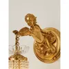 Lampe murale français tout cuivre européen de luxe en cristal Clice chambre de lit de lit de lit de lit angel pendentif classique