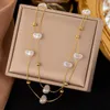 Choker 5 Different Styles (1 PC )Simulated Pearl Stainless Steel Double Layer Necklace For Women Girls Vintage Chain Ins Jewelry