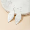 Dangle Earrings Simple Trend Drop-shaped Epoxy Drop Fashion Jewelry Metallic Silver Color Carved Floral Hook