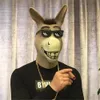 Masques de fête Tête d'animal Drôle Masque de tête d'âne Deluxe Nouveauté Halloween Costume Husky de poisson vert avec des lunettes Accessoires de carnaval de fête 230818