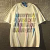 Camisetas masculinas American Retro Color Letter Homem e mulheres Summer Summer Loose Niche Tide Brand Casal Roupe