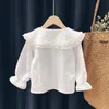 Kids Shirts Girls Clothing 12M 6Y Children s Spring Autumn Thin White Shirt Cardigan Baby Casual Long sleeved 230818