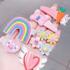 Saç klipsleri 14pcs/Set Cartoon için Kadınlar Kızlar Sevimli Hayvan Ayçiçeği Kalp Bowknot Bangs Saç Pençeleri Barrettes Aksesuarlar