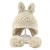 Bérets Mignon Oreilles Crochet Beanie Enfants Hiver À La Main Chaud Tricoté Bébé Chapeau Garçons Filles Pompon Skullies Bonnets