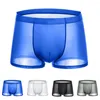 Underpants Men Sexy Boxer Briefs Thin Transparent Underwear Ice Silk Breathable Shorts Comfortable Trunks Male