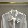 Women's Blouses 2023 Women Fashion Long Sleeve Sexy Casual Bow White Streamer Shirt 0703