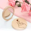 Wood Small Round Mirror Pocket Pocket Mirror Mini Makeup Mirror Mirror Regalo per feste di nozze