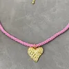 Colliers pendants Collier de corde rose coeur martelé pour les femmes Holiday Holiday Bijouttes Y2K Aesthetic 2000S Fashion