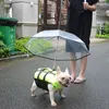 Dog Apparel Rain Scattered Medium-Sized Small Jarre Aero Bull Pug Teddy Pet Puppy Umbrella Waterproof Walking Artifact