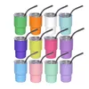 3oz sublimation coup de verre tasse 90 ml de vin à vin double mur à double mur en acier inoxydable vitre non vide avec couvercle et paille pour bricolage 12 couleurs