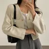 Женские куртки повседневная твидовая куртка женская корейская мода с длинным рукавом с длинным рукавом с длинным рукавом.