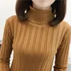 Ponts féminins Sweater Automne l'hiver Coltre à col roulé à tricots chauds coréens Casual Solid Fottinging Shirt Fashion Pullover Brown V364