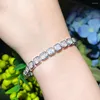 Link Bracelets Bling Square Cubic Zirconia Pave Silver Color Bridal Wedding Tennis CZ For Women Jewelry Accessories Drop