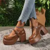 Sukienka buty różowa masywna platforma wysokie obcasy Pumps Kobiety 2023 Autumn Kids Straps Mary Jane Lolita buty Kobieta plus size 42 urocze buty imprezowe T230818