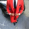 Erkekler takımları en son ceket pantolon tasarımları bordo erkek düğün adam blazer ince fit damat smokin 3piye ceketli sağdıç takım elbise kostüm homme