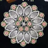 Tischmatten handgefertigte 3D Blume runde Baumwoll -Tischemat -Tasse Tee Weihnachten Platz Matte Tuch Häkeln Doily Hochzeitsfeier Pad