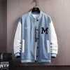 Мужские куртки Big M Letter Print Hip Hop Patcwork Baseball Jackets Mens Print Print Bomber Jackets Men Spring Usize Streetwear Coats 230818