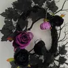 Autres fournitures d'événement Fournitures Halloween Couronne ovale Roses violettes et oiseau noir avec citrouille TS DÉCORS RÉLISTES MAVILLES L5 230817