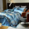 Set di biancheria da letto in raso di lusso jacquard cotone set foglie in oro cover del piumino liscio egiziano cuscino piatto/aderente