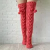 Women Socks Christmas Slippers 2023 Winter Over-Knee Fashion Female Sexy Stockings Warm Long Knitted Thicked Woman Hosiery