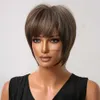 Perruques synthétiques easihair courtes perruques synthétiques miel marron avec une frange cheveux courts pour les femmes en couches en couches en couches naturelles de chaleur Cosplay perruques HKD230818