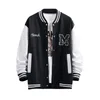 Мужские куртки Big M Letter Print Hip Hop Patcwork Baseball Jackets Mens Print Print Bomber Jackets Men Spring Usize Streetwear Coats 230818