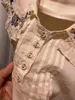 Kvinnors blusar 2023 Vintage Style Women Sweet Embroidered Navy Collar Sleeveless Vest Shirt Top