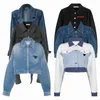 Veste denim Femmes de manteau de manteau triangle vestes de logo